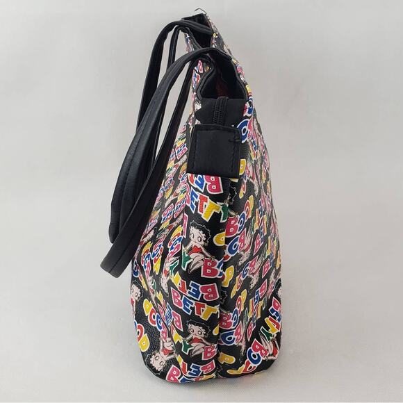 Vintage Betty Boop Lg Tote Cartoon Multicolor Logo Canvas Cosplay Shoulder Bag - Picture 4 of 9